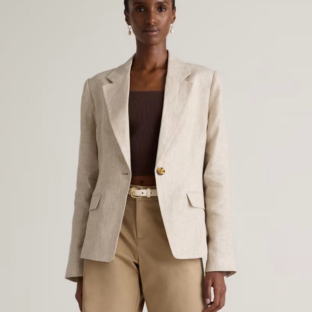 Quince 100% European Linen Structured Blazer Flax Size L
